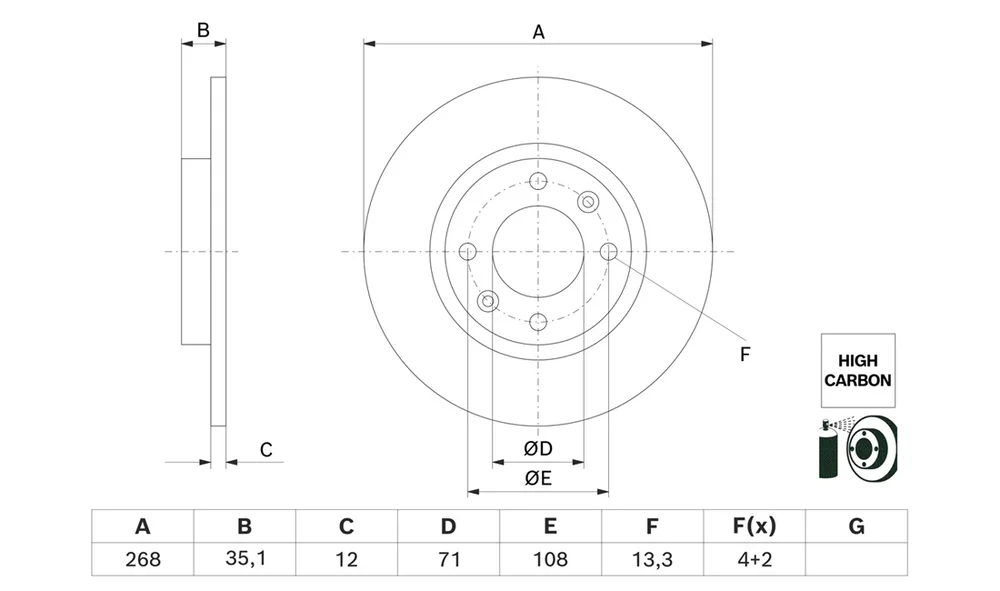 Bremseskive - 0 986 479 H54 - (BOSCH) v:1042697