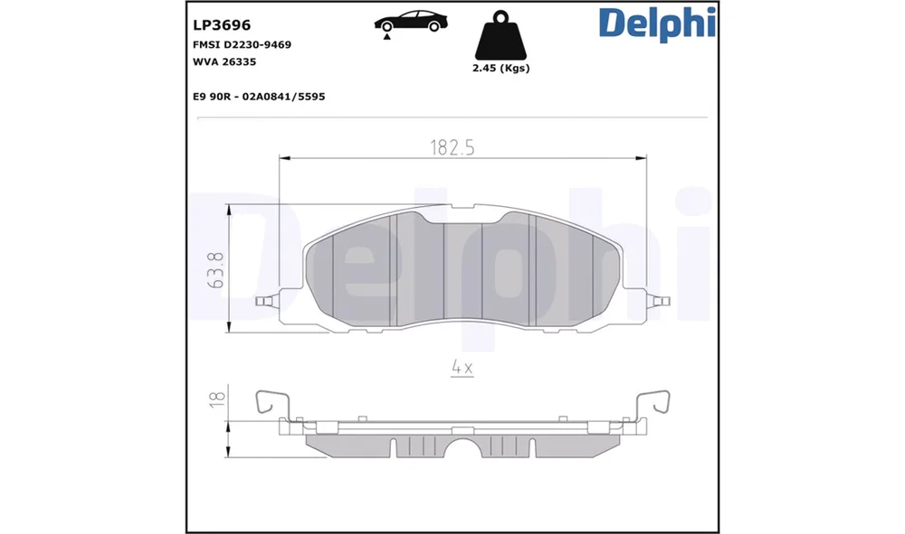 Bremsekloss Sett - LP3696 - (Delphi) v:2184535