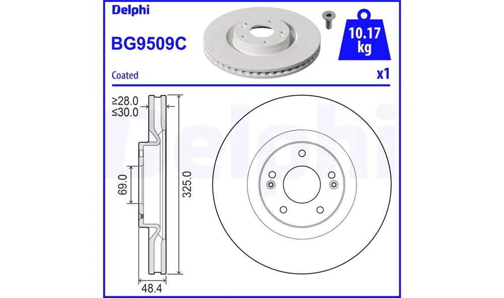 Bremseskive - BG9509C - (Delphi) v:7917521