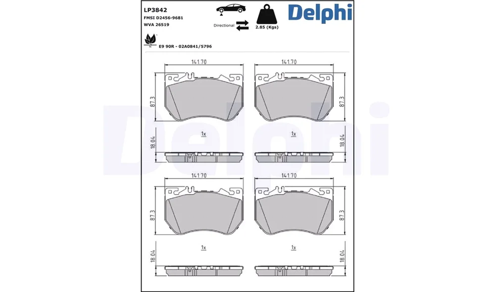 Bremsekloss Sett - LP3842 - (Delphi) v:1028145