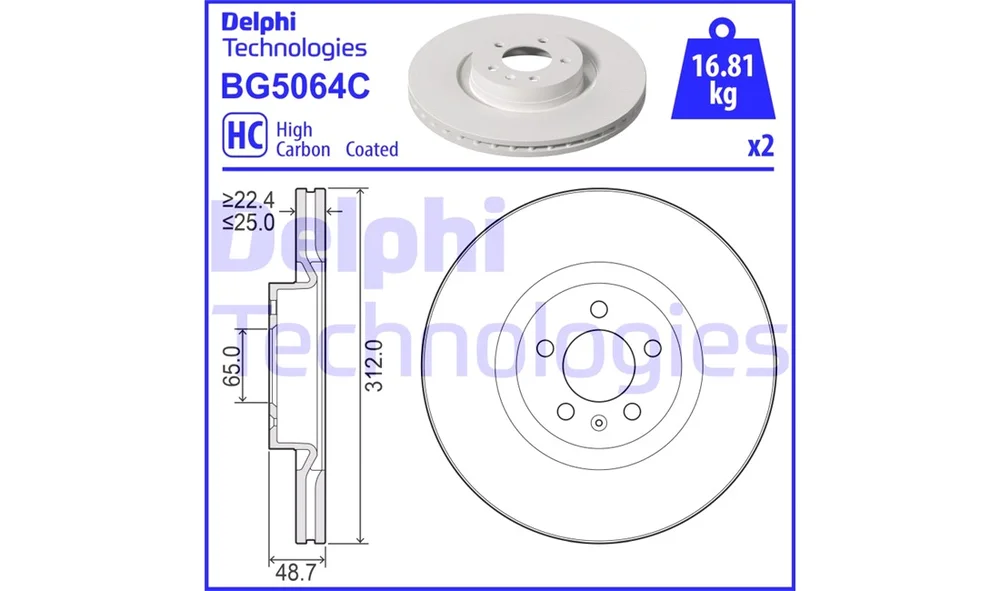 Bremseskive - BG5064C - (Delphi) v:7575191
