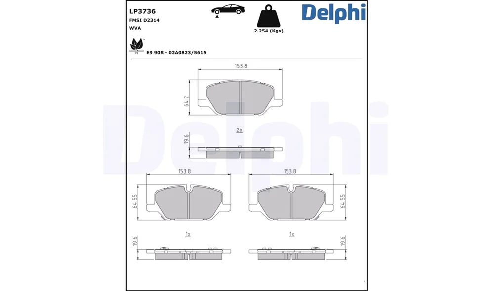 Bremsekloss Sett - LP3736 - (Delphi) v:1608050