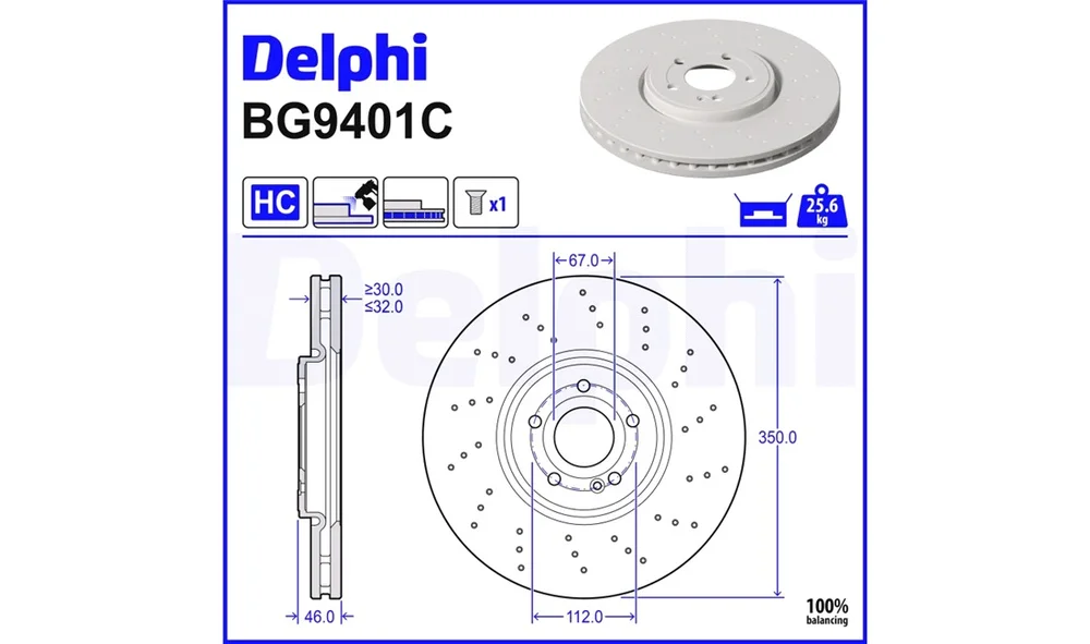 Bremseskive - BG9401C - (Delphi) v:7580781