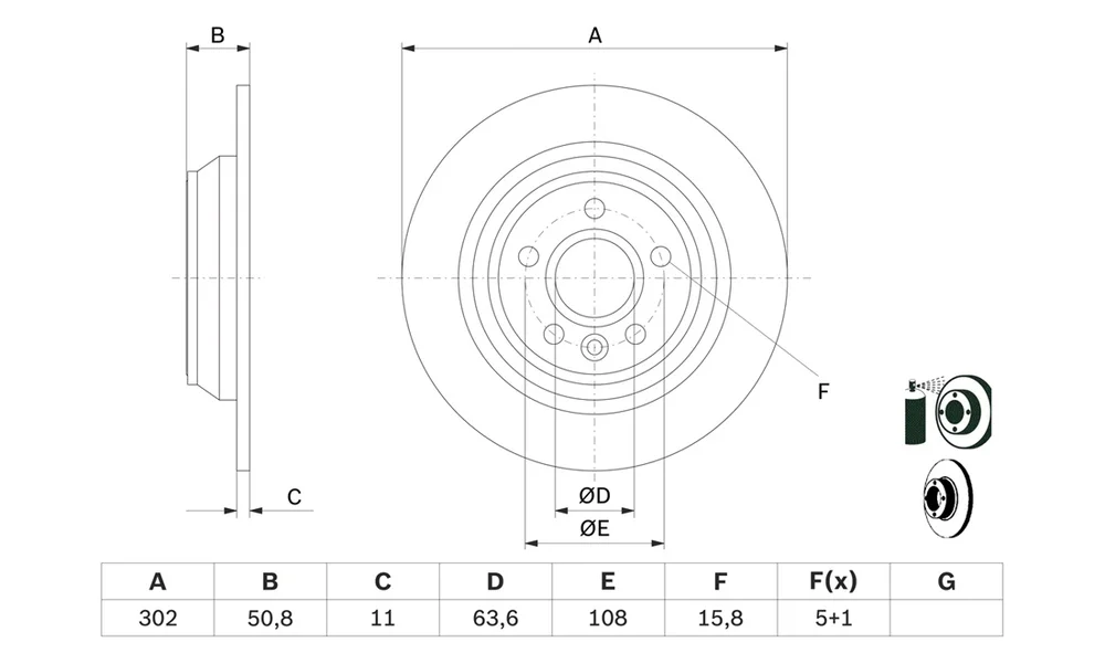 Bremseskive - 0 986 479 B94 - (BOSCH) v:1453517
