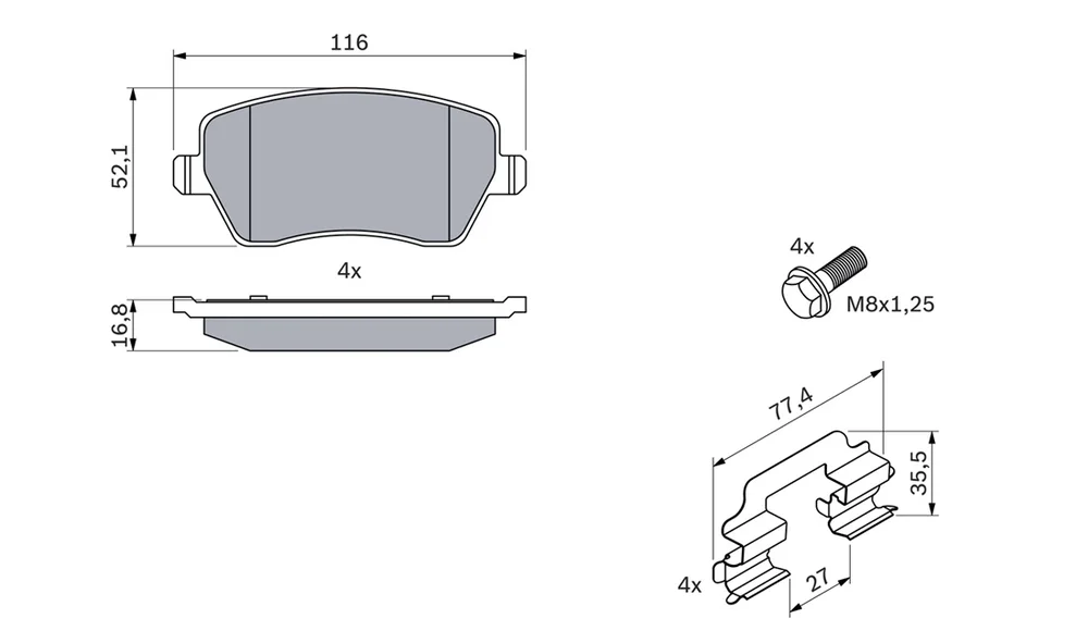 Bremsekloss Sett 0 986 494 592 (BOSCH) v:5402408