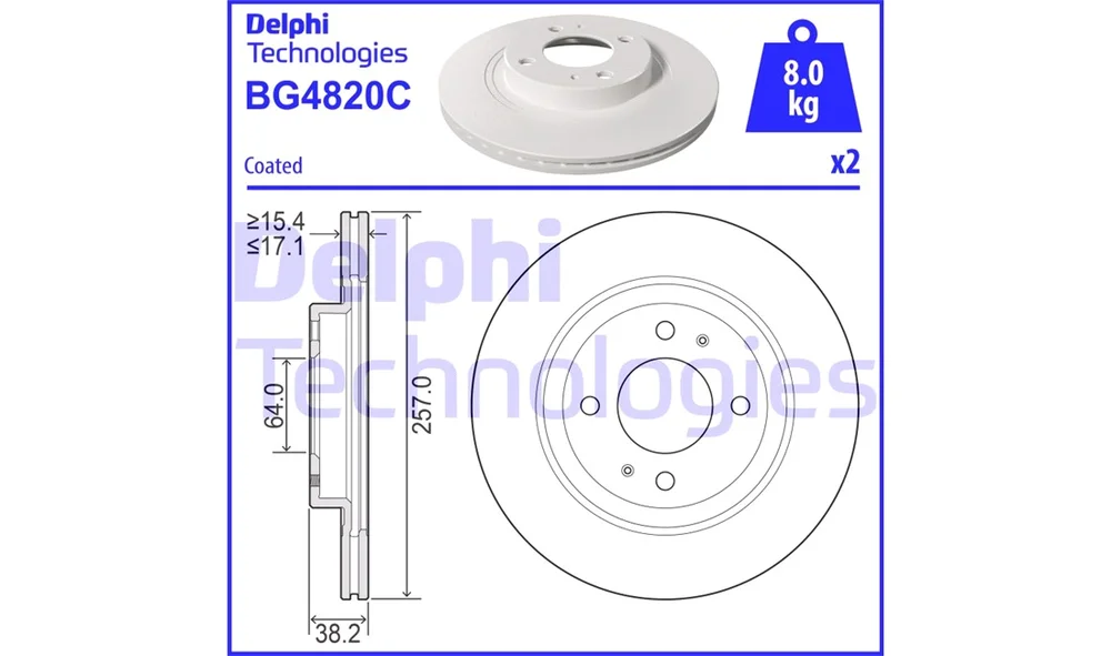 Bremseskive - BG4820C - (Delphi) v:9446707