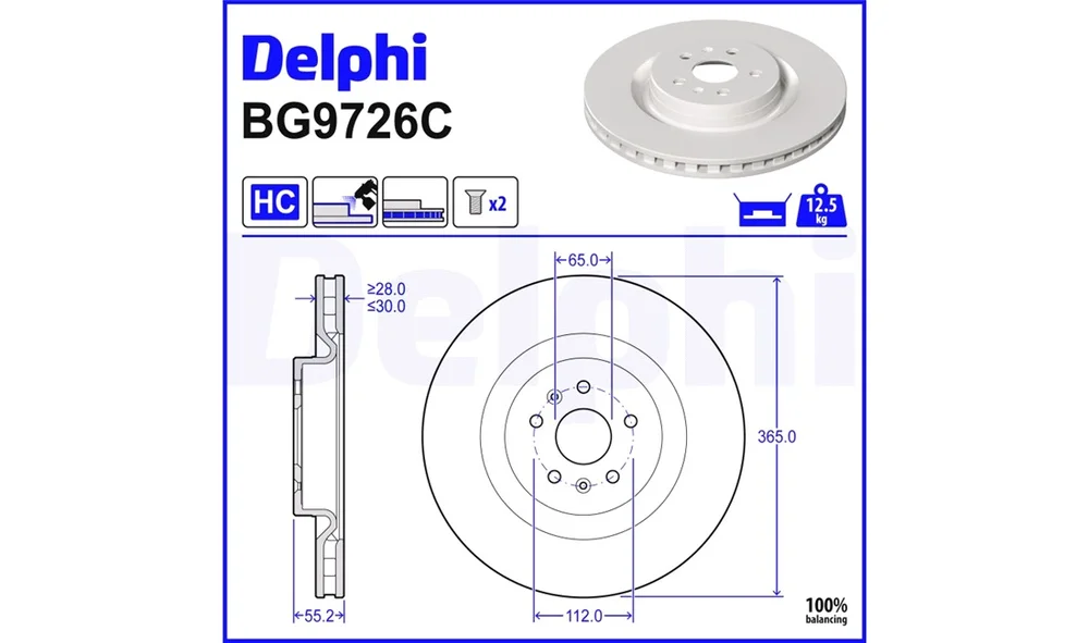 Bremseskive - BG9726C - (Delphi) v:690446