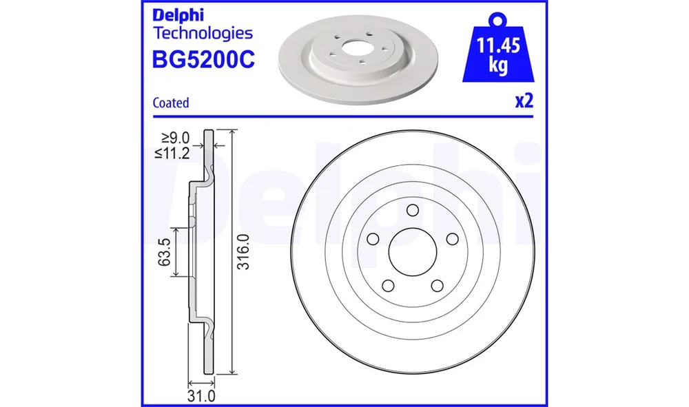 Bremseskive - BG5200C - (Delphi) v:9777988